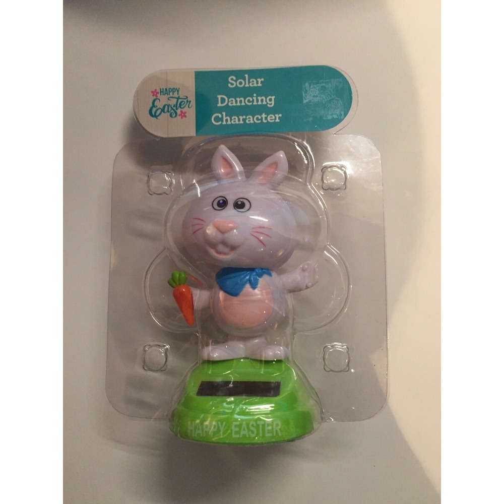 New White Bunny Rabbit solar dancer Dancing Spring Summer Easter Bobble Head Toy